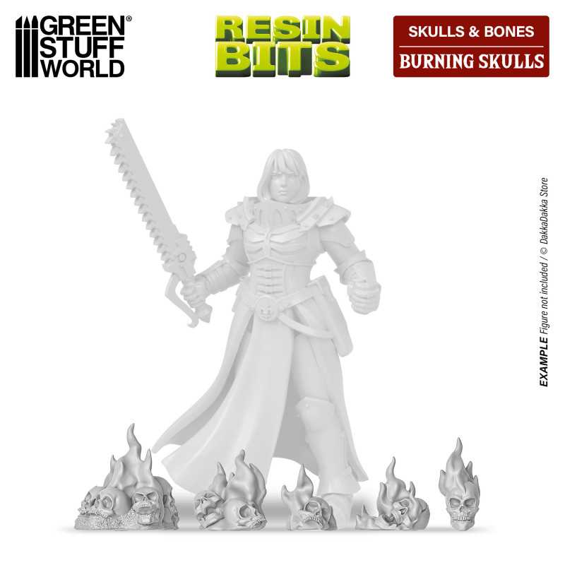 GREEN STUFF WORLD 30x Resin Burning Skulls