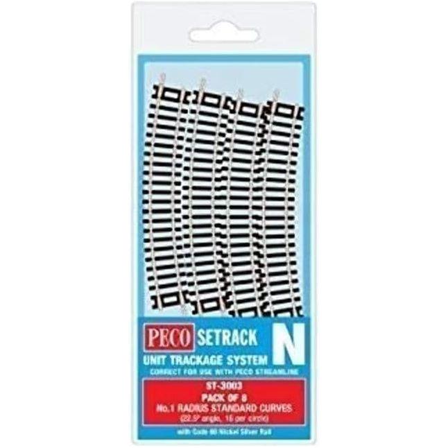 PECO N Setrack Standard Curve, 1st Radius (Pack of 8) Code 80 (ST3003)