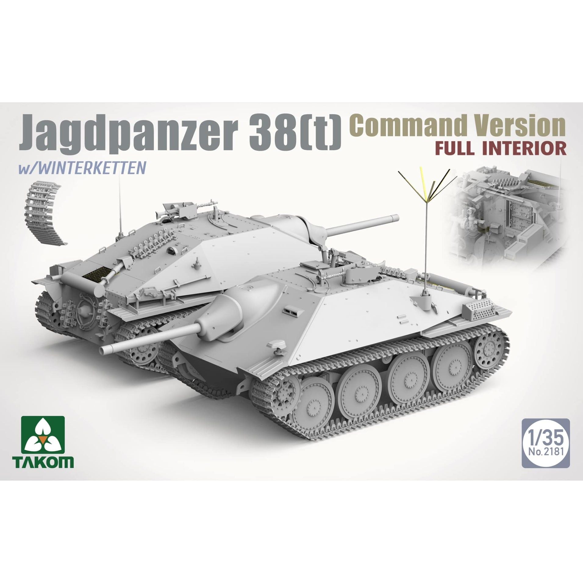 Takom 1/35 Jagdpanzer 38(t) Command Version w/ Winterketten Plastic Model Kit
