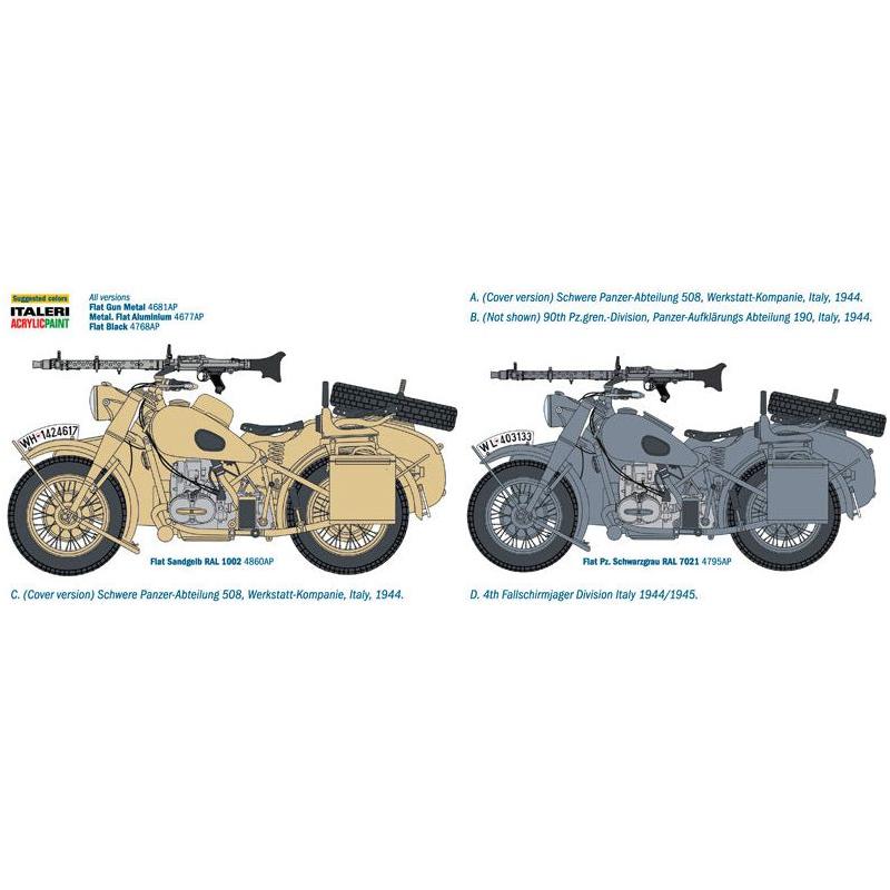 ITALERI 1/9 German Military Motorcycle with Sidecar