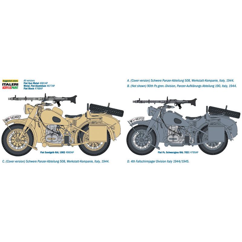 ITALERI 1/9 German Military Motorcycle with Sidecar
