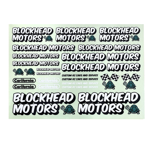 BLOCKHEAD MOTORS Sign Logo Decal Sheet White