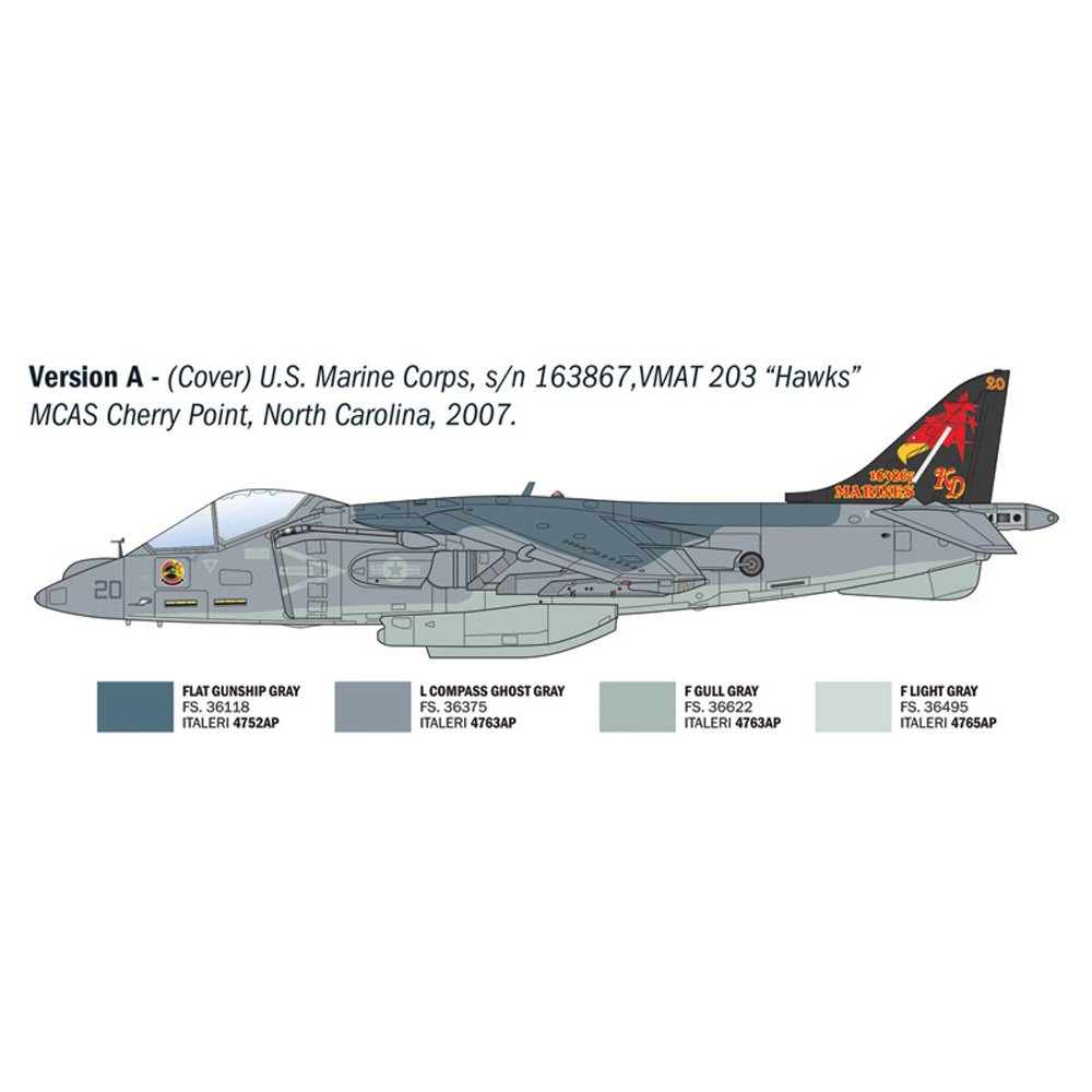 ITALERI 1/72 AV-8B Harrier II-New Artwork and New Decal Edition