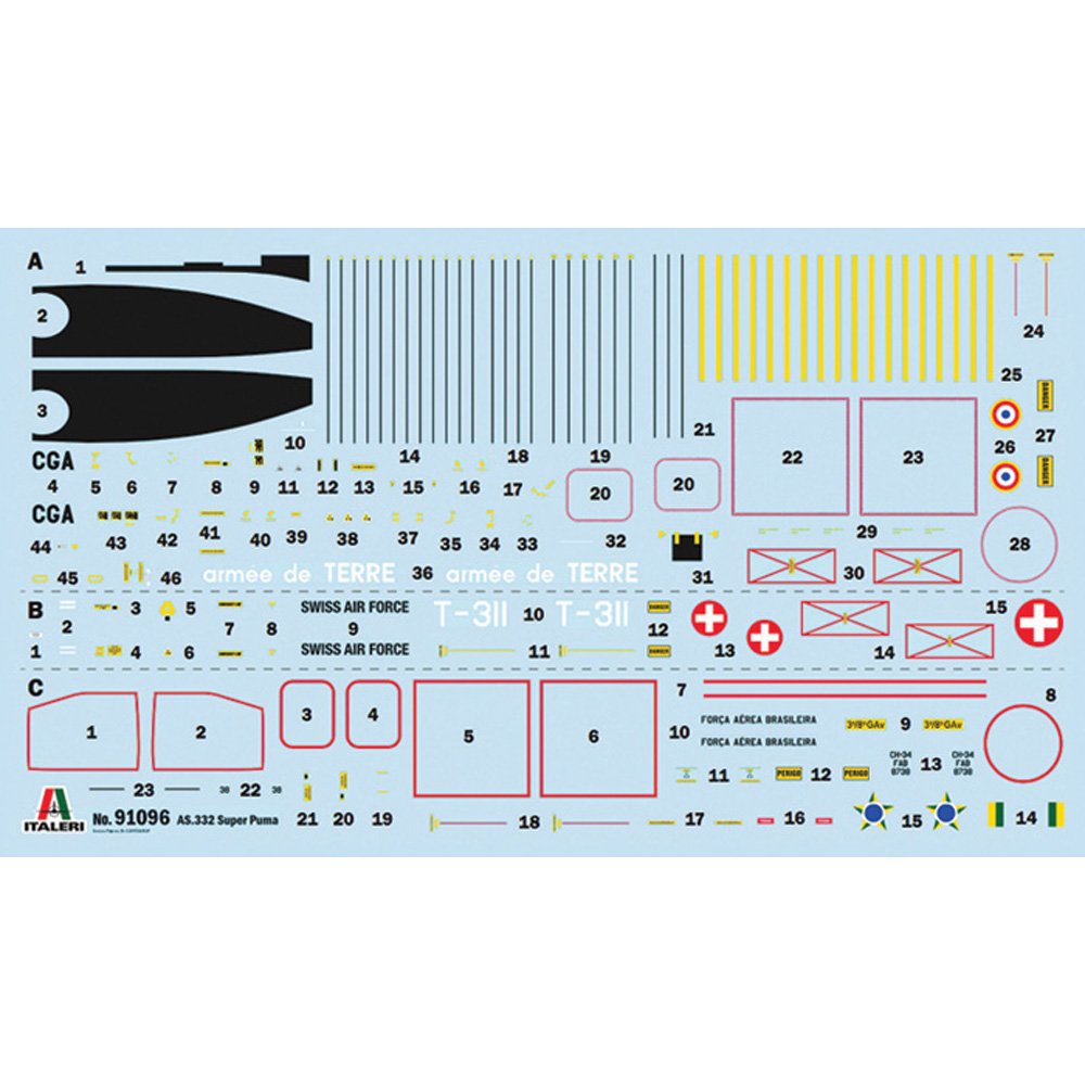 ITALERI 1/72 AS332 Super Puma-New Artwork and New Decal Edition