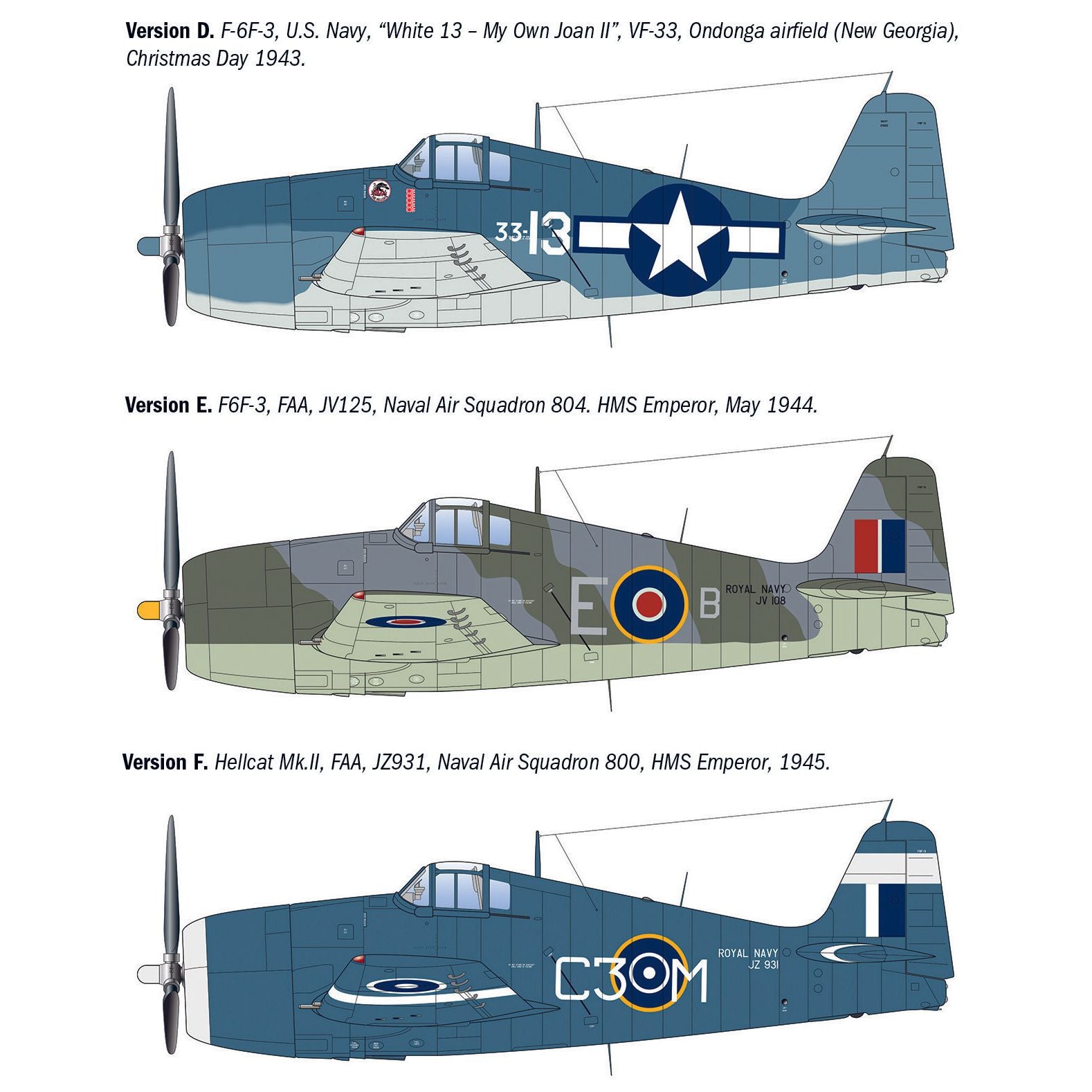 ITALERI 1/72 Grumman Hellcat F6 F-3-New Artwork and Decal Edition