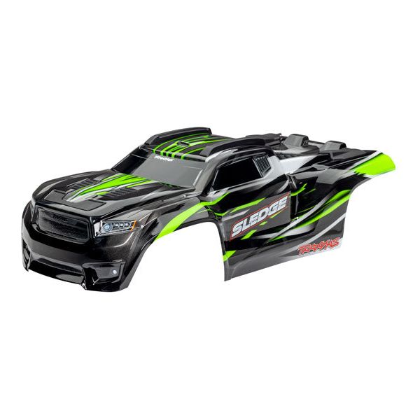 TRAXXAS Body , Sledge™, Green/ Window, Grille, Lights Decal