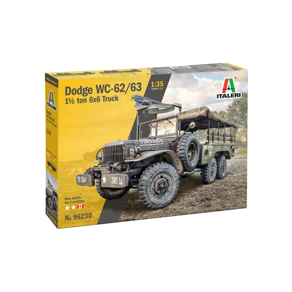 ITALERI 1/35 Dodge WC62 1 1/2 t 6x6 Truck-New Artwork and Rubber Tyres