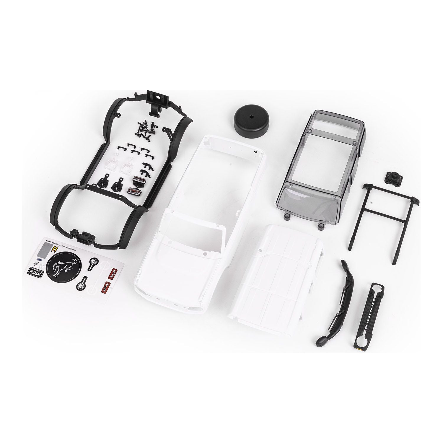 Traxxas Body, Ford Bronco, Complete (Unassembled) (White, Requires Painting) (includes Grille, Side Mirrors, Door Handles, Fender Flares, Windshield Wipers, Spare Tyre Mount, & Clipless Mounting) (requires #9735 Front & Rear Bumpers) (9711)