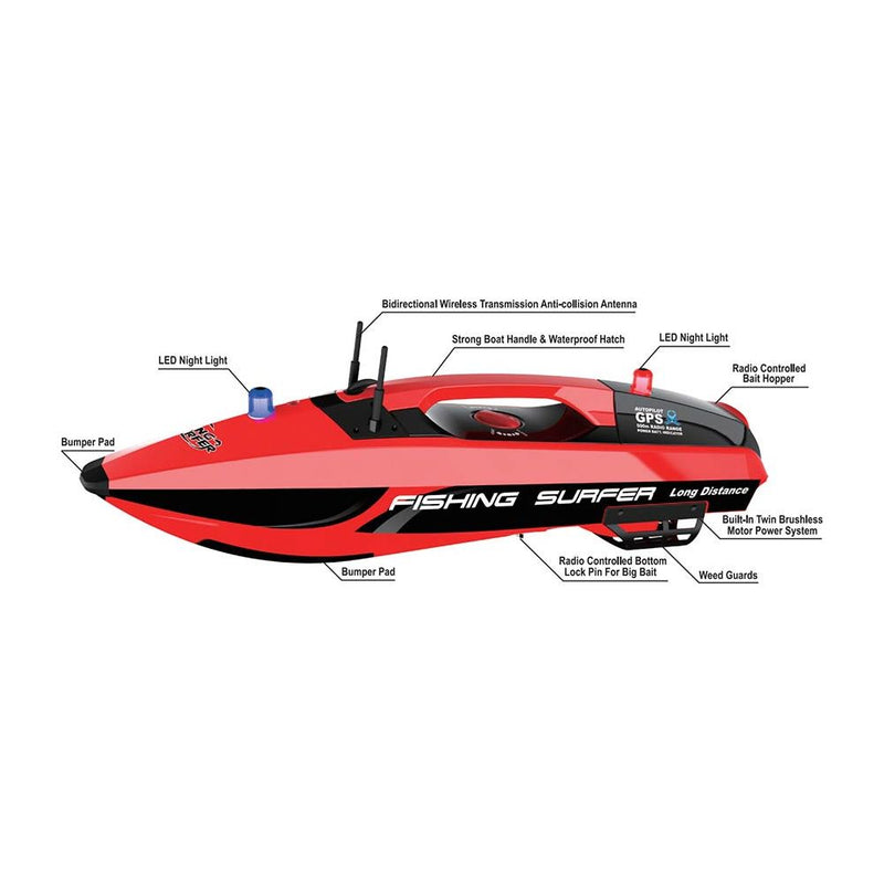 JOYSWAY Fishing Surfer V2 RC Surfcasting Bait Boat 2.4GHz RTR with GPS (Red)
