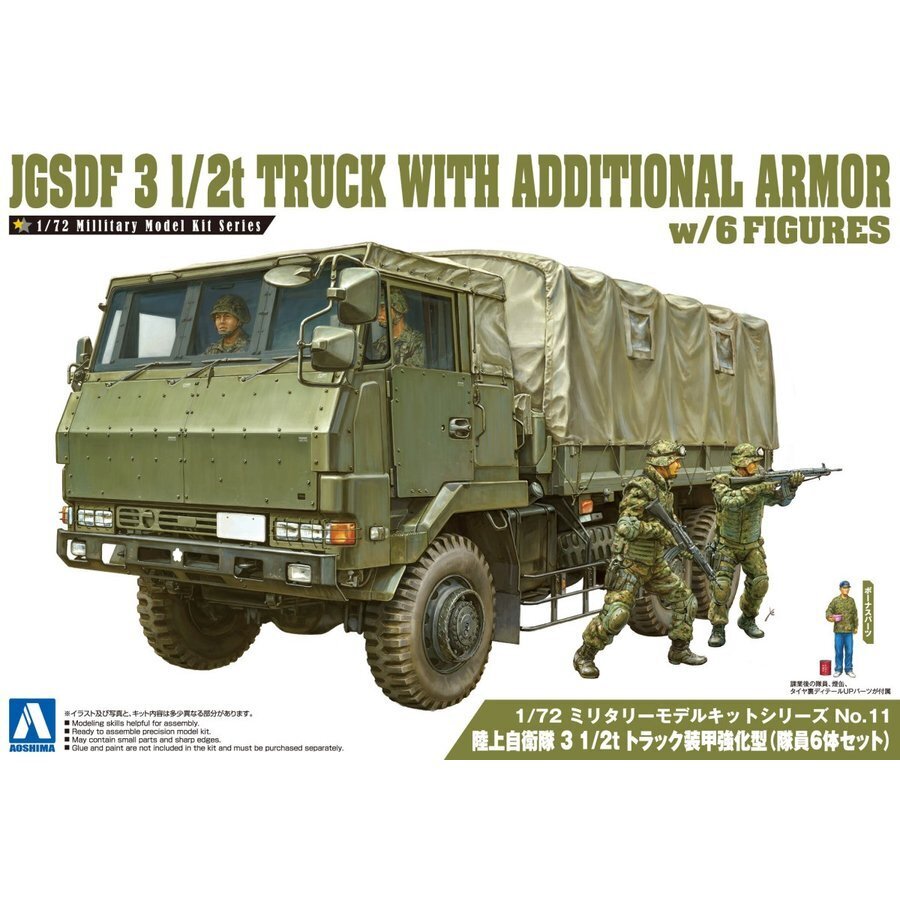 AOSHIMA JGSDF 3 1/2t TRUCK with ADDITIONAL ARMOR (w/4 Figures)