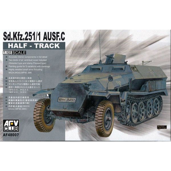 AFV Club 1/48 German Sd.Kfz.25 Ausf.C Half-Track Plastic Model Kit [AF48007]