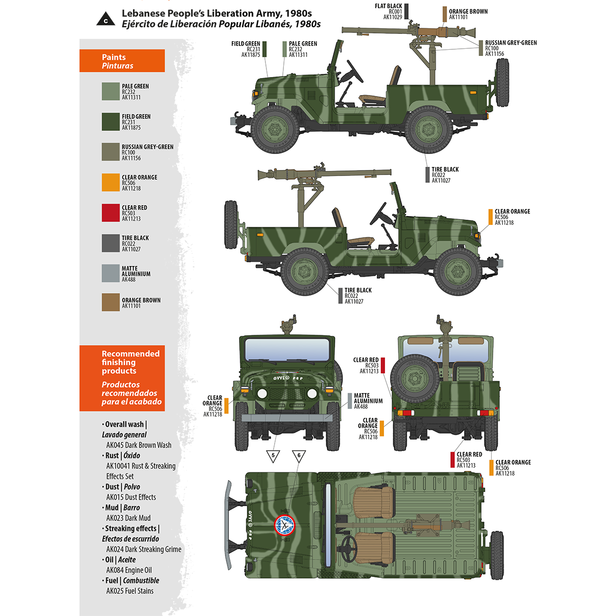 AK Interactive 1/35 FJ43 Pickup with SPG-9.  RECOILLESS GUN Plastic Model Kit/