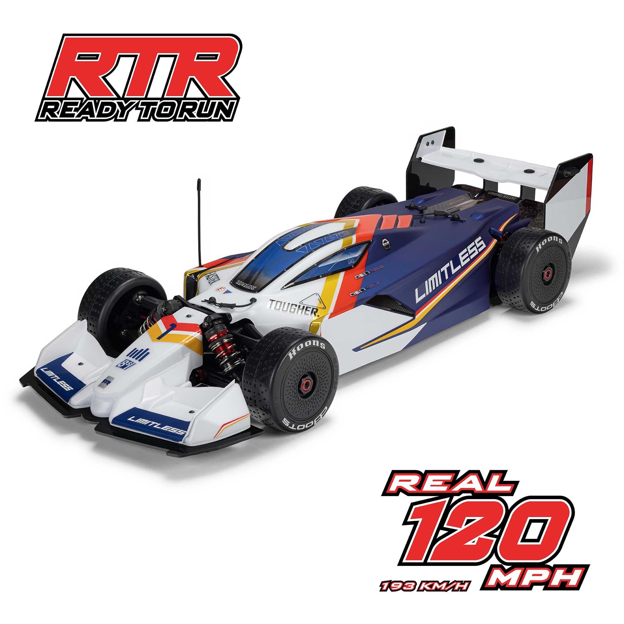 ARRMA 1/7 Limitless 120 8S BLX 4X4 Speed Machine, RTR with AVC, White/Blue, ARA7816T2