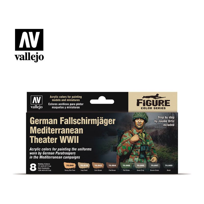 Vallejo Model Colour German FallschirmjÃ¤ger Mediterranean Theater WWII Acrylic Paint Set [70188]