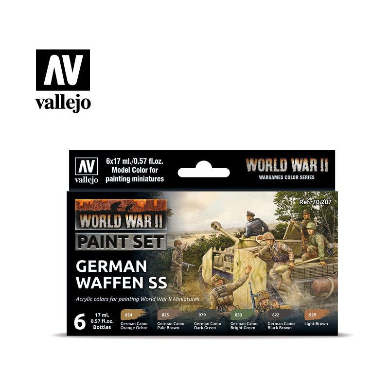 Vallejo Model Colour: German Waffen SS WWII (6 Colours) Acrylic Paint Set