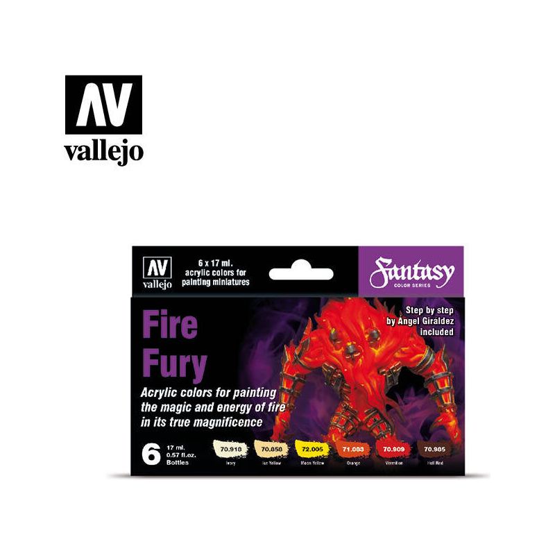 Vallejo Model Colour Fire Fury Acrylic 6 Colour Paint Set [70243]