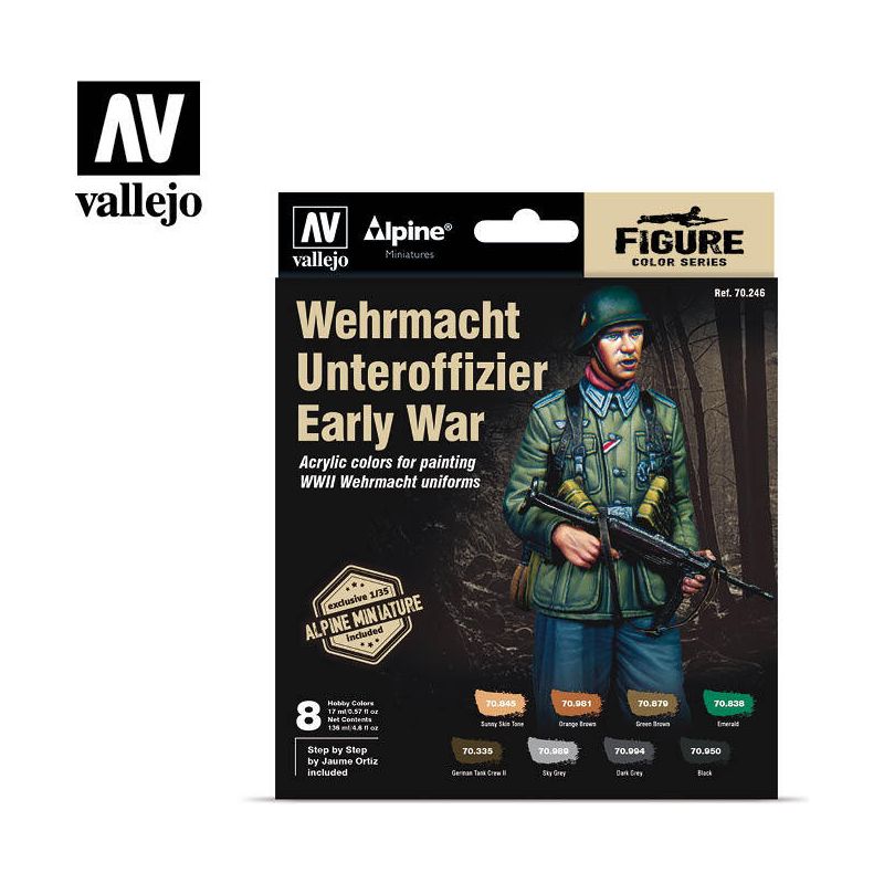 Vallejo Wehrmacht Unteroffizier Early War Acrylic Paint Set w/ Exclusive Alpine Miniature [70246]