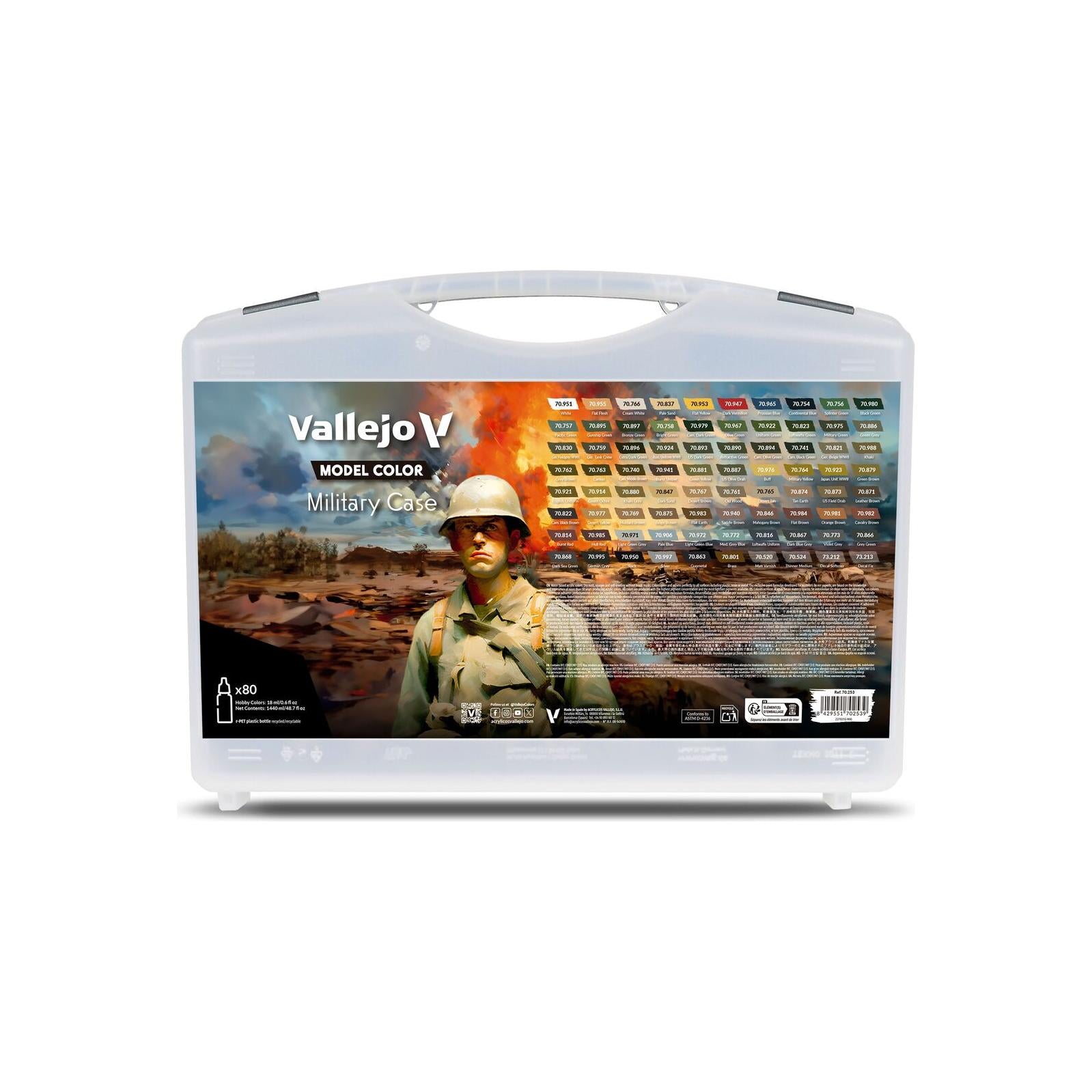 Vallejo Model Colour: Military Case (80 Colours) Acrylic Paint Set