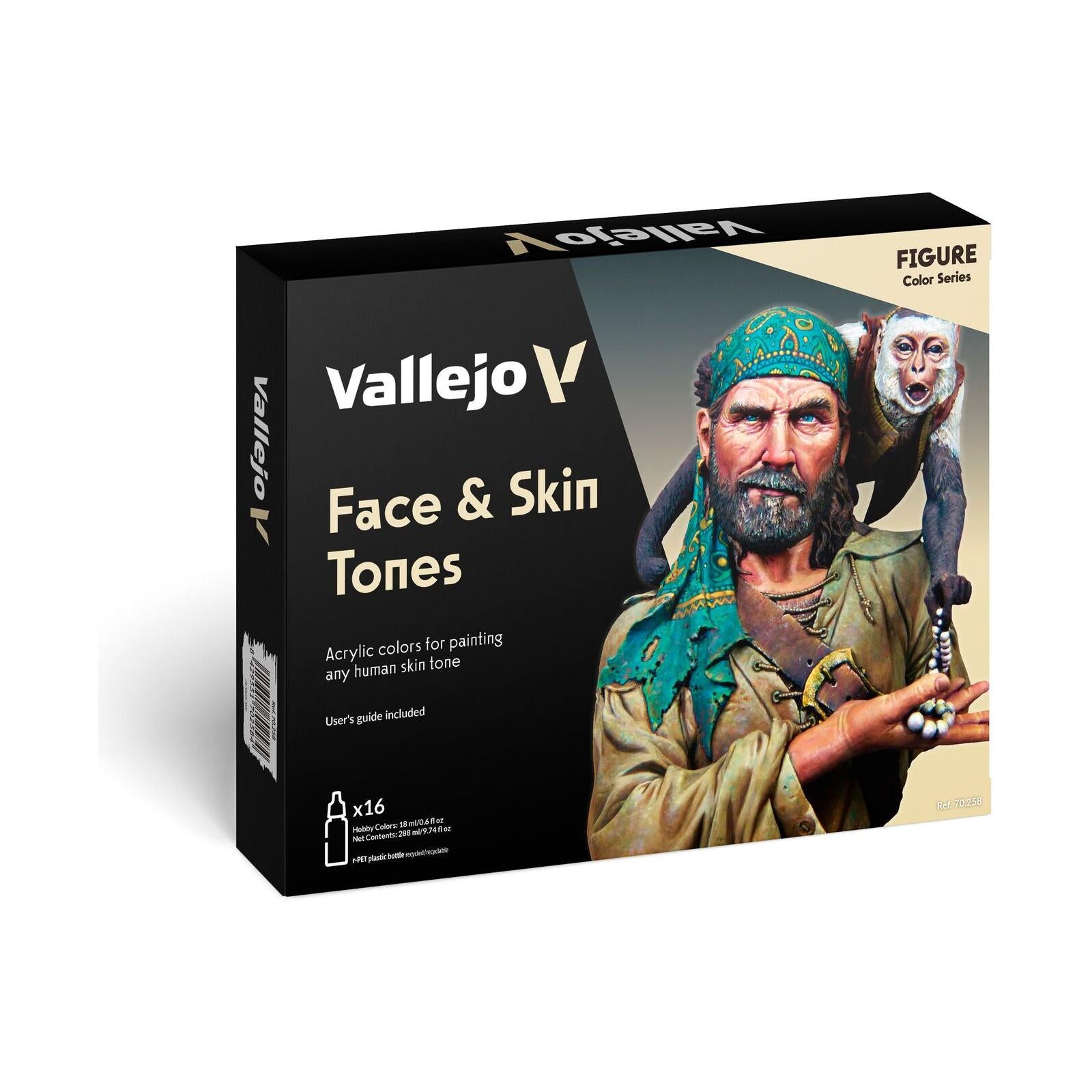 Vallejo Model Colour: Face & Skin Tones (16 Colours) Acrylic Paint Set