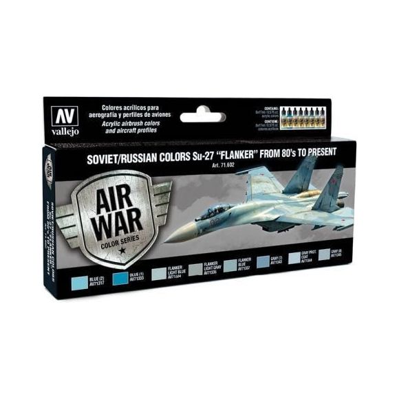 Vallejo Model Air Soviet / Russian Su-27 "Flanker" from 80's to present Acrylic Paint Set [71602]