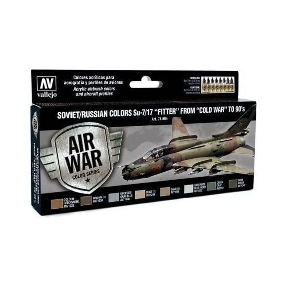 Vallejo Model Air Soviet / Russian Su-7/17 "Fitter", "Cold War" to 80's Acrylic Paint Set [71604]