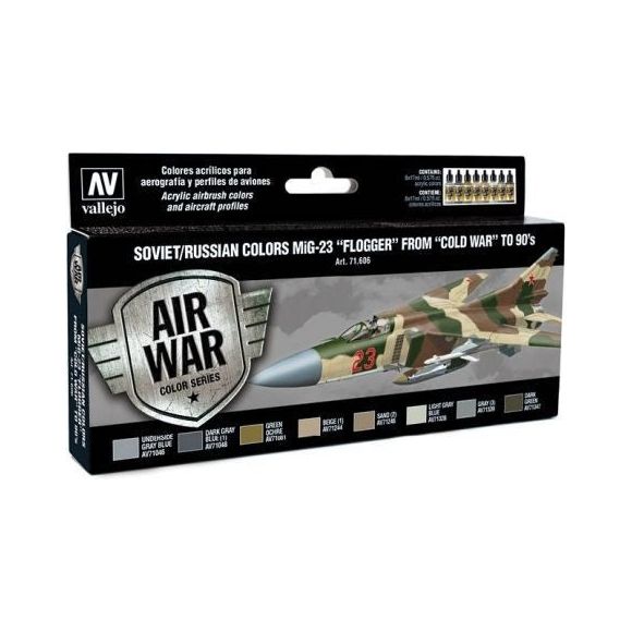 Vallejo Model Air Soviet / Russian MiG-23 "Flogger" from 70's to 90's (8) Acrylic Paint Set [71606]