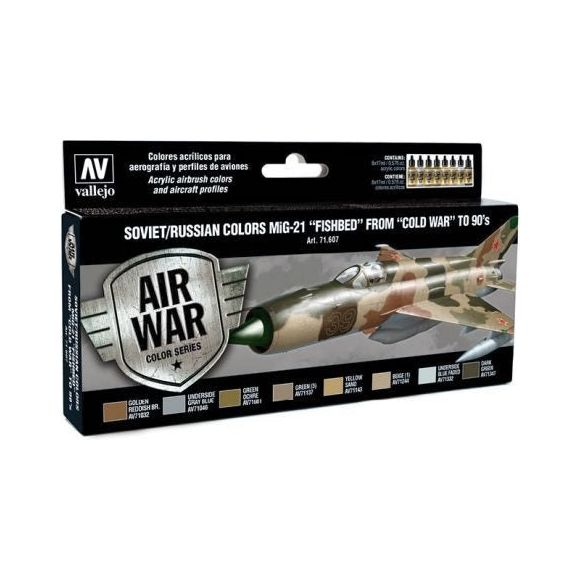 Vallejo Model Air Soviet / Russian MiG-21 "Fishbed" from 50's to 90's (8) Acrylic Paint Set [71607]