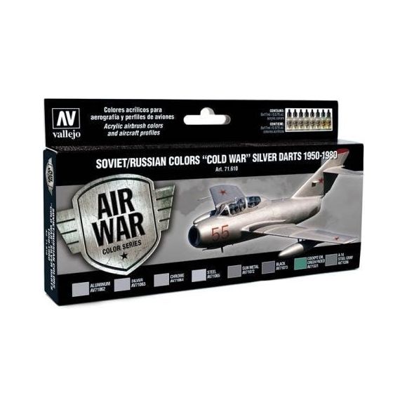 Vallejo Model Air Soviet / Russian "Cold War" Silver Darts 1950-1980 (8) Acrylic Paint Set [71610]