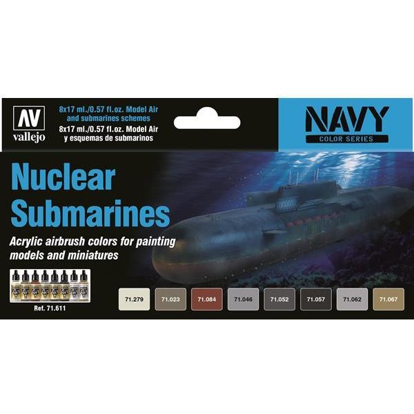 Vallejo Model Air Nuclear Submarines 8 Colour Acrylic Airbrush Paint Set [71611]
