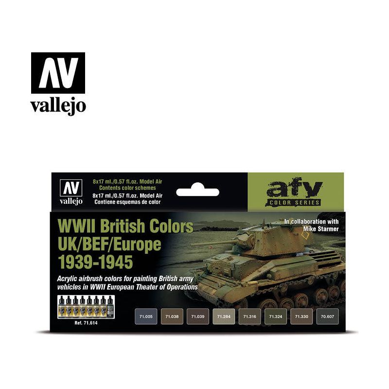 Vallejo Model Air WWII British Colors UK/BEF/Europe 1939-1945 8 Colour Acrylic Paint Set [71614]