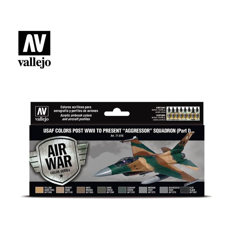 Vallejo Model Air USAF WWII to present Aggressor Squadron Part I 8 Colour Acrylic Paint Set [71616]