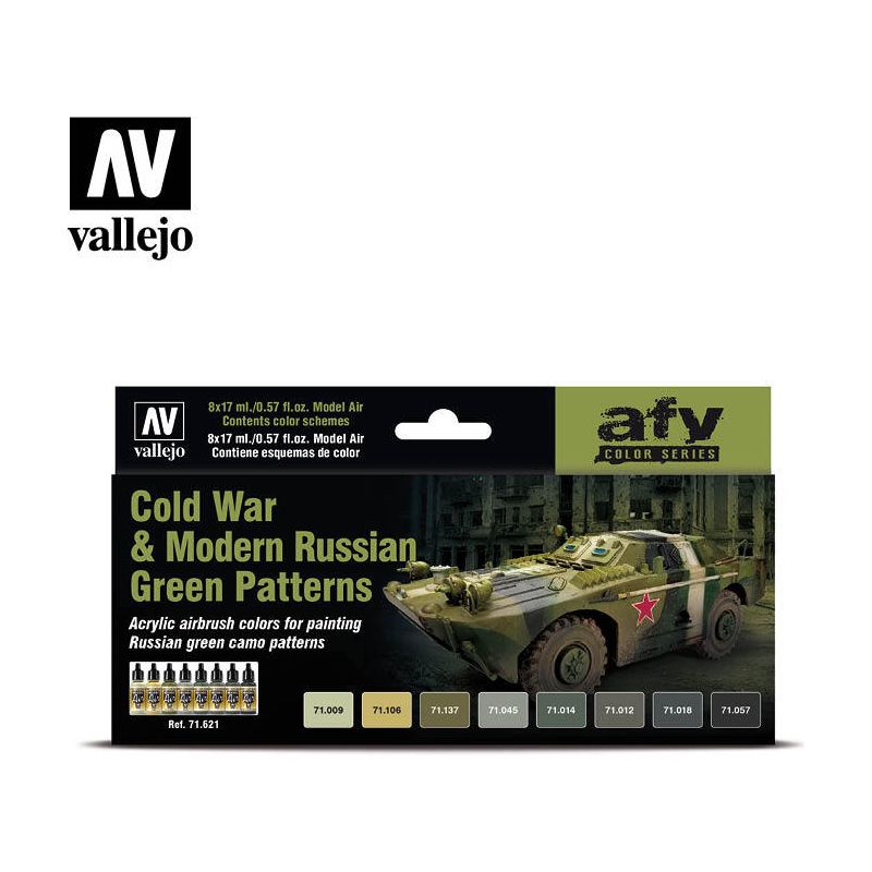 Vallejo Model Air Cold War & Modern Russian Green Patterns 8 Colour Acrylic Paint Set [71621]