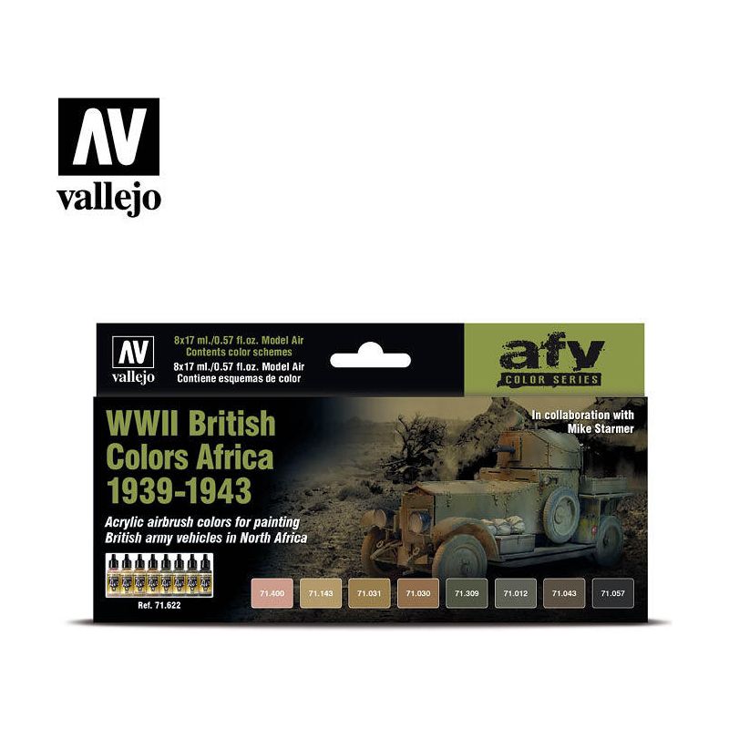 Vallejo Model Air WWII British Colors Africa 1939-1943 8 Colour Acrylic Paint Set [71622]