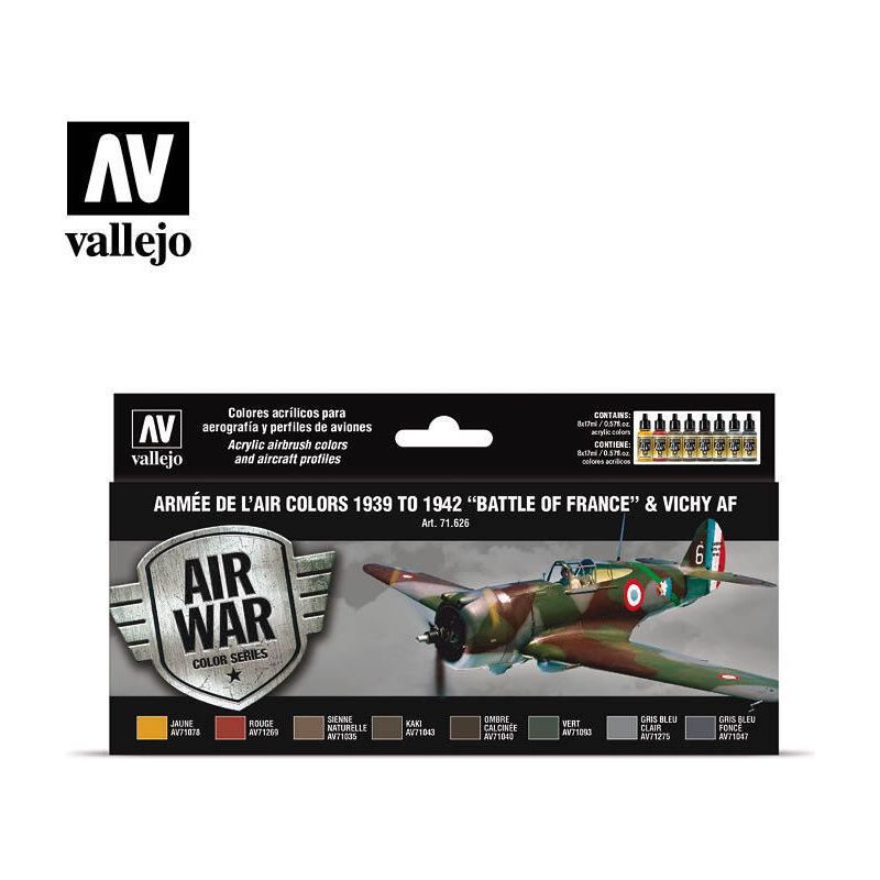 Vallejo Model Air ArmÃ©e de l'Air colors 1939 to 1942 "Battle of France" & Vichy AF [71626]