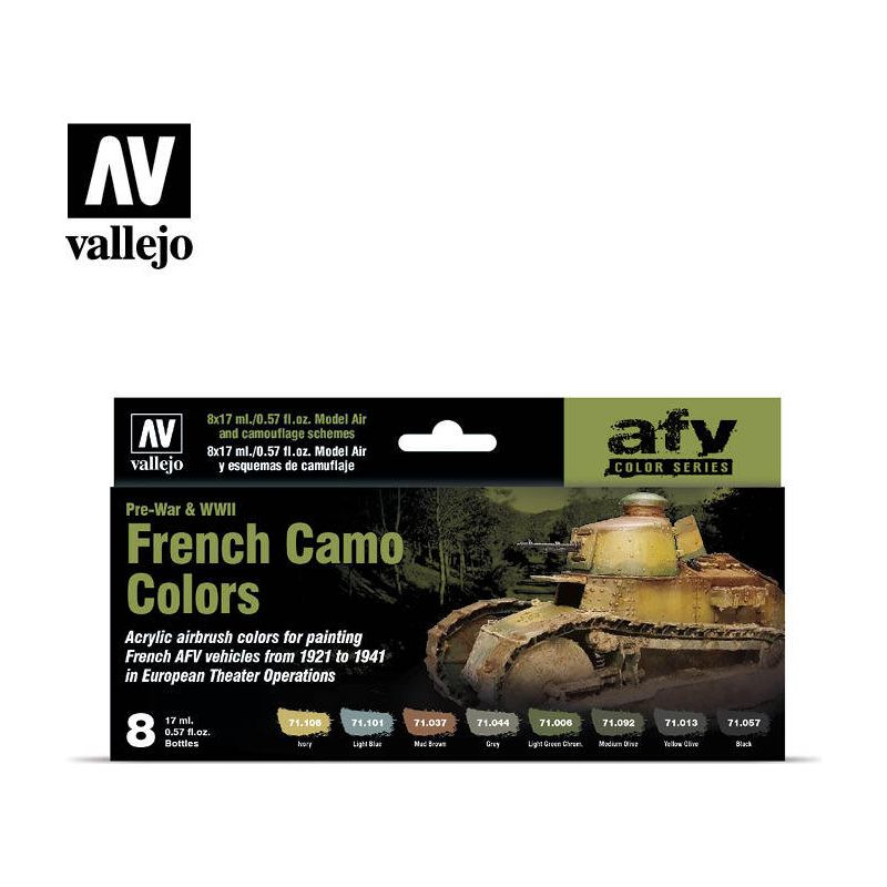 Vallejo Model Air French Camo Colors Pre-War & WWII 8 Colour Acrylic Airbrush Paint Set [71644]