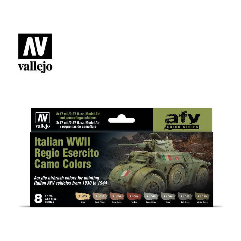 Vallejo Model Air Italian WWII Regio Esercito Camo Colors Acrylic Airbrush Paint Set [71645]