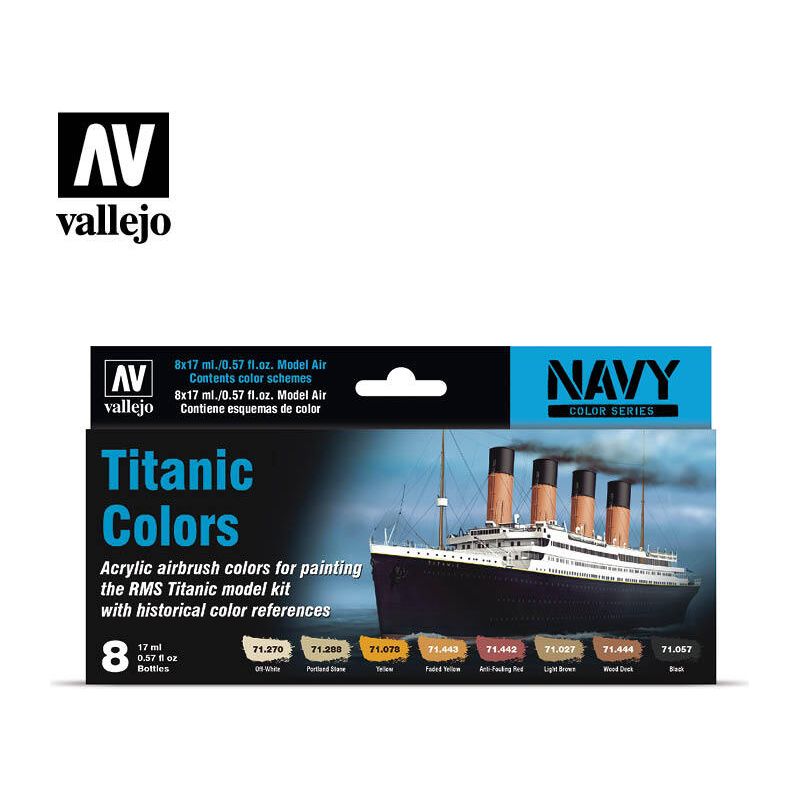 Vallejo Model Air Titanic Colours Acrylic 8 Colour Paint Set [71646]