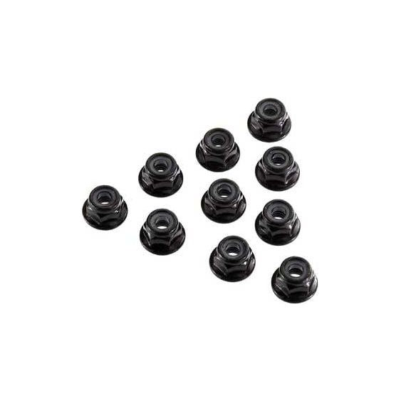 Axial Serrated Nylon Lock Nut, 4mm, Black, 10 Pieces, AX312