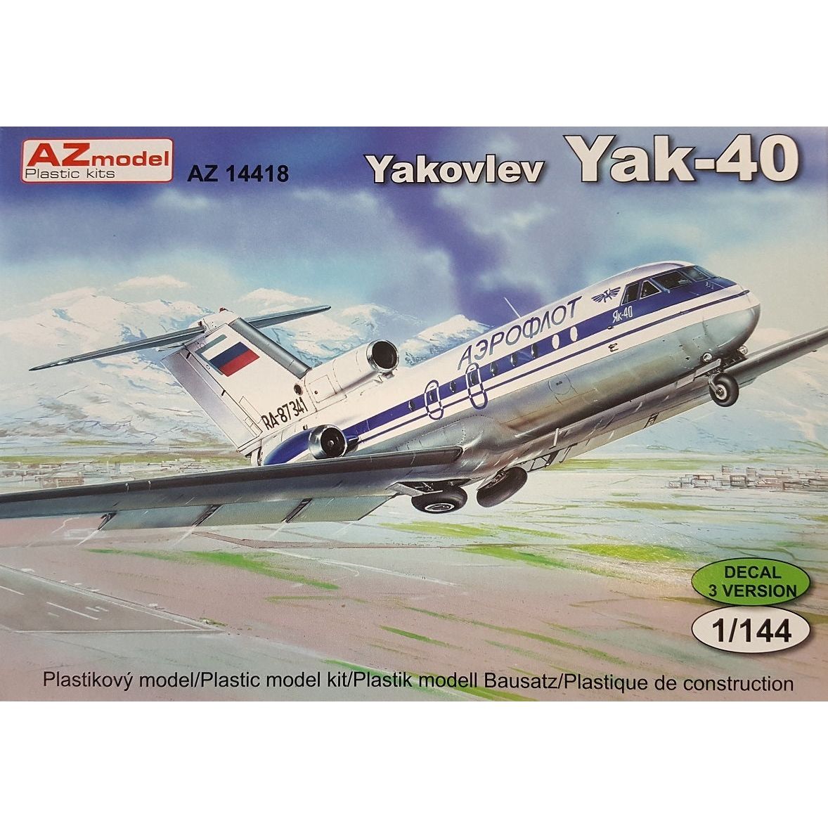AZ MODEL 1/144 Jak-40 Aeroflot, Lybia, CSA Plastic Model Kit [AZ14418]