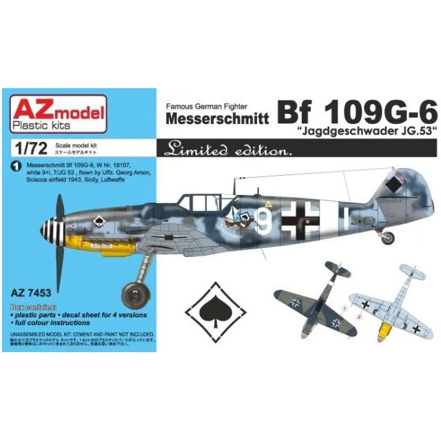 AZ MODEL 1/72 Bf 109G-6 JG.53 Plastic Model Kit [AZ7453]