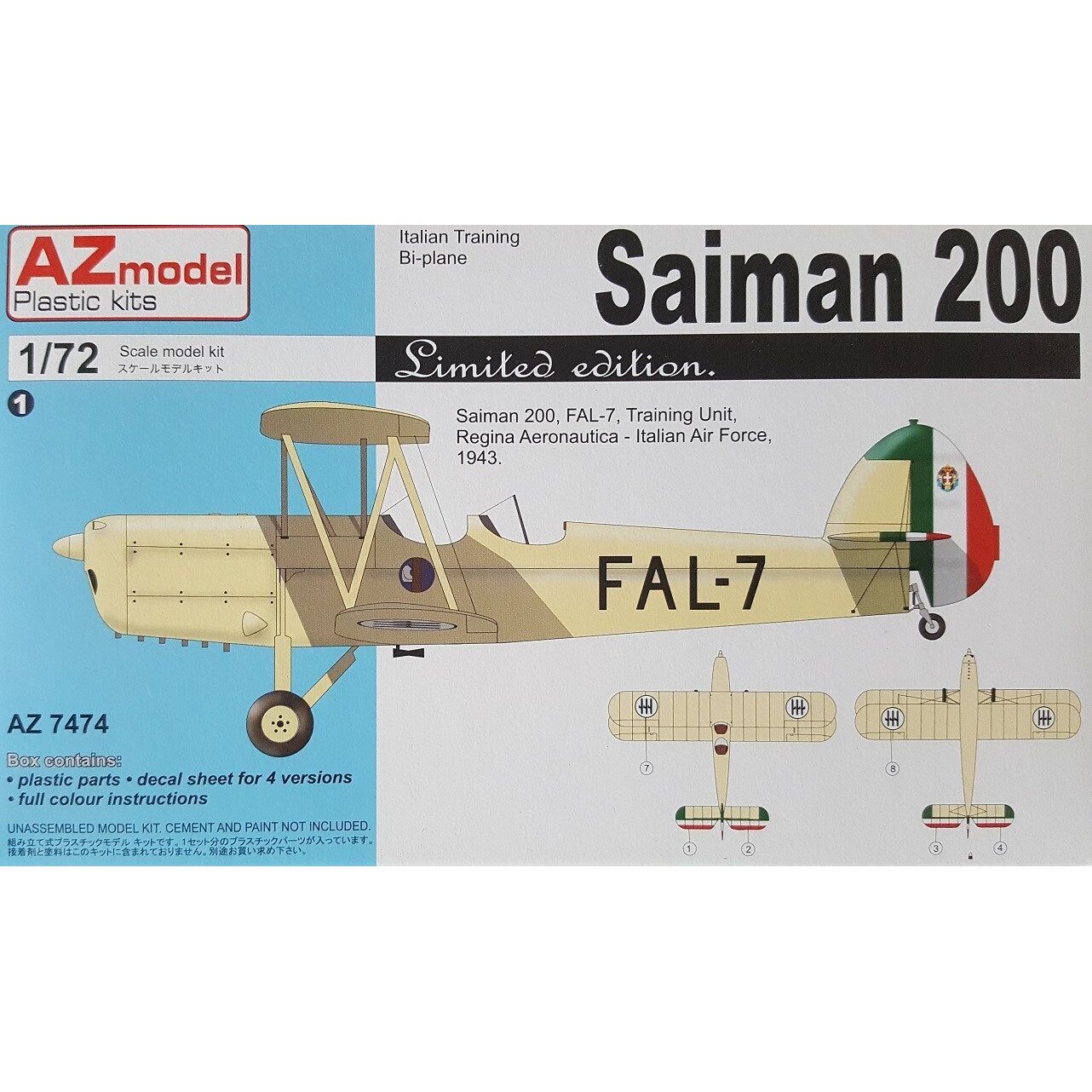 AZ MODEL 1/72 SAIMAN 200 It,USAF Plastic Model Kit [AZ7474]