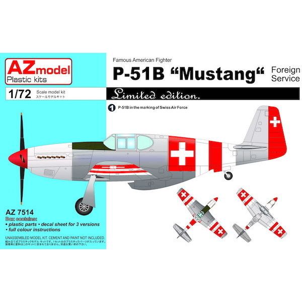 AZ MODEL 1/72 P-51B Mustang Foreign Plastic Model Kit [AZ7514]