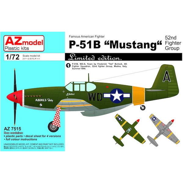 AZ MODEL 1/72 P-51B Mustang 52.nd FG Plastic Model Kit [AZ7515]