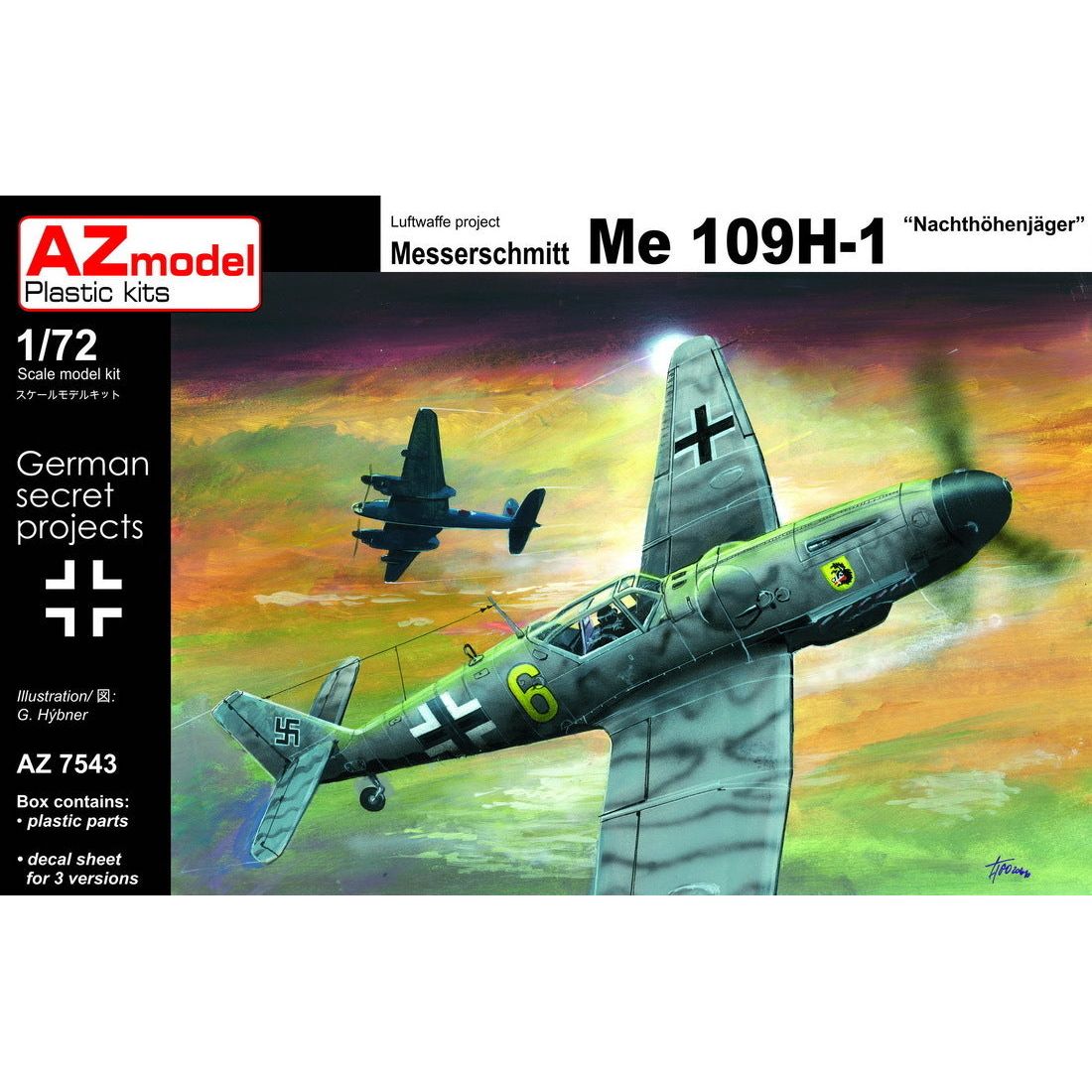 AZ MODEL 1/72 Bf 109H-1 Hohenjager Plastic Model Kit [AZ7543]