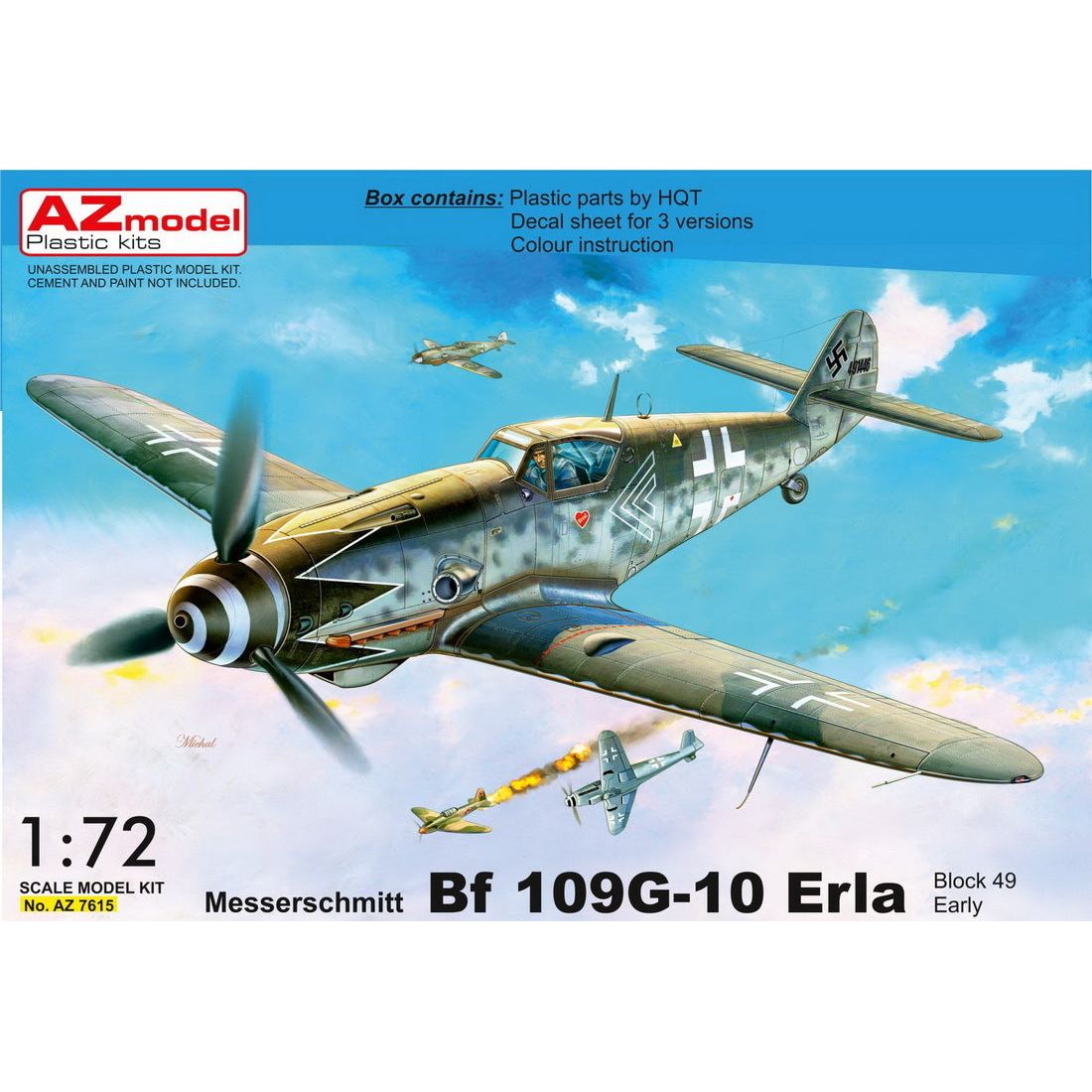 AZ MODEL 1/72 Bf 109G-10 Erla early, blocj 49XX Plastic Model Kit [AZ7615]
