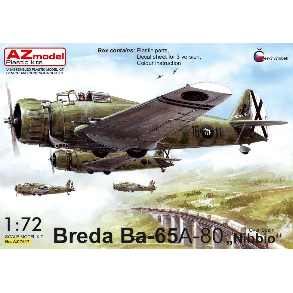 AZ MODEL 1/72 Breda Ba-65 A-80 Nibbio over Spain Plastic Model Kit [AZ7617]