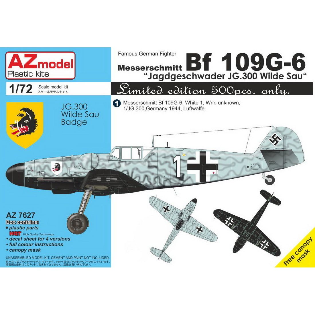 AZ MODEL 1/72 Bf 109G-6 JG.300 Pt.II â€“ LIMITED EDITION Plastic Model Kit [AZ7627]
