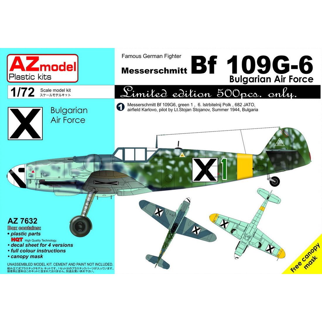 AZ MODEL 1/72 Bf 109G-6 Bulgarian Air Force Plastic Model Kit [AZ7632]
