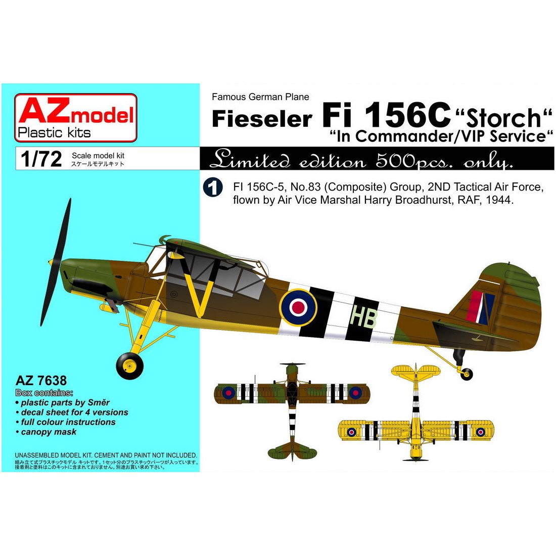 AZ MODEL 1/72 Fi 156C StorchIn Commander/VIP Service Plastic Model Kit [AZ7638]