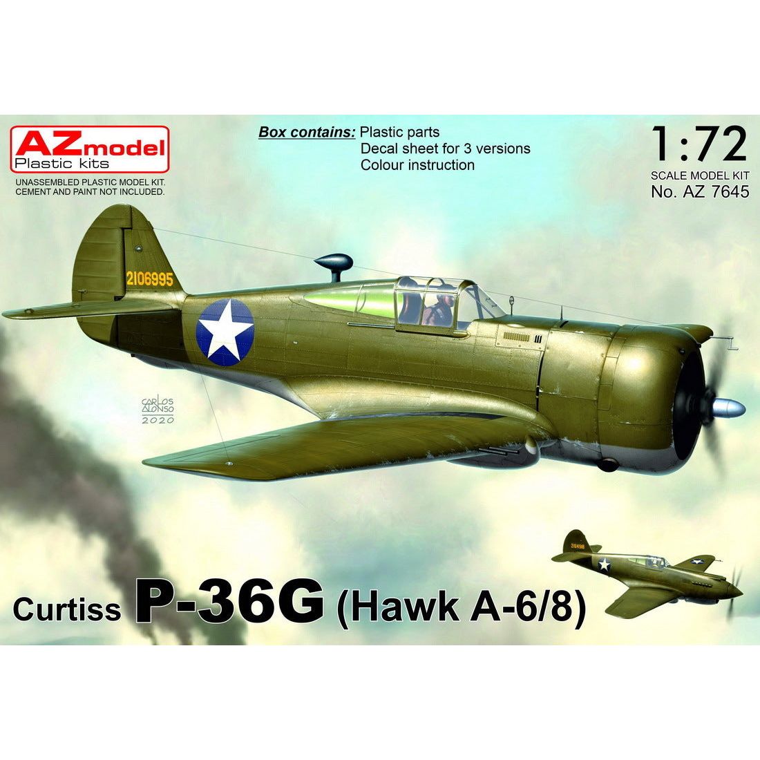 AZ MODEL 1/72 Curtiss P-36G (Hawk A-6/8) Plastic Model Kit [AZ7645]